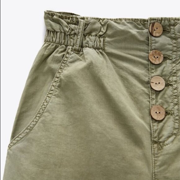 NWT Zara Baggy Rustic Paperbag Pants - Picture 3 of 12